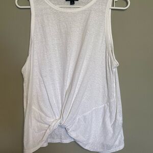 J. Crew White Twist-Knot Sleeveless Tank